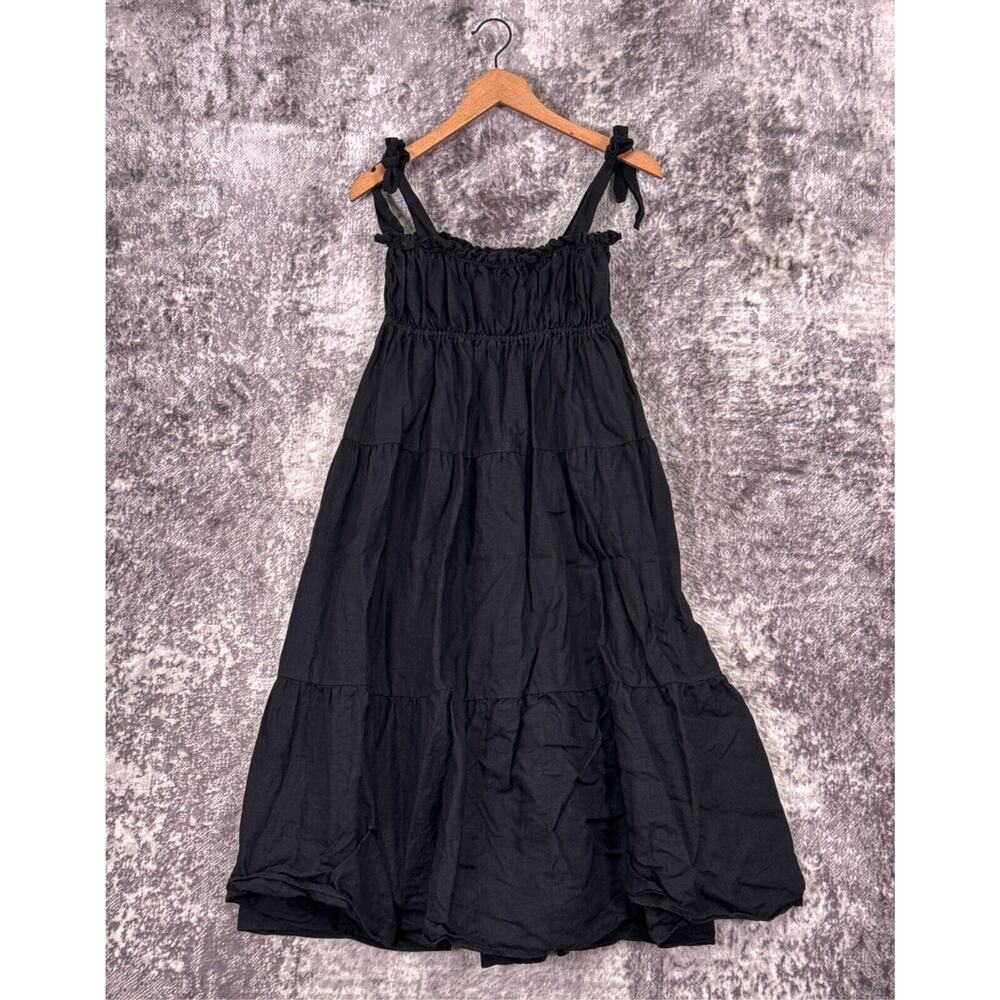 Black Midi Sundress with Tie Straps